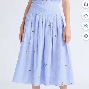 NWT - FREE ASSEMBLY 100% Cotton Striped Skirt with Lemon Embroidery